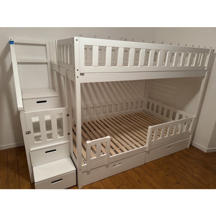 Etagenbett mit Treppe Italien - Massivholz Stockbett für Kinderzimmer